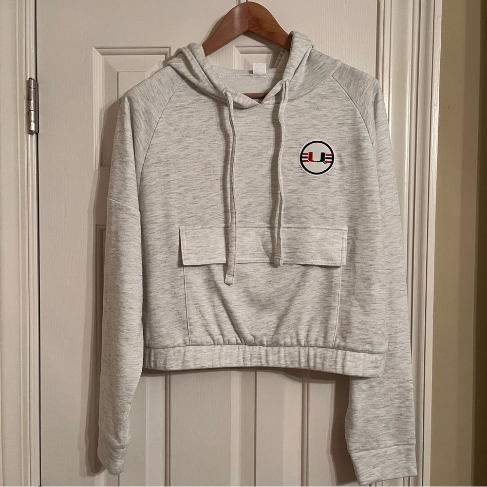 University of Miami Hurricanes Light Grey Cropped Hoodie, Women’s M *NEW*